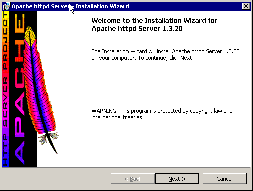 Apache installation wizard