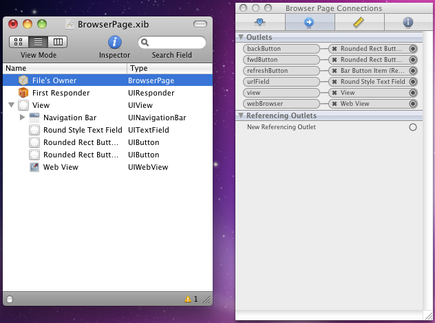 Browser app in Interface Builder
