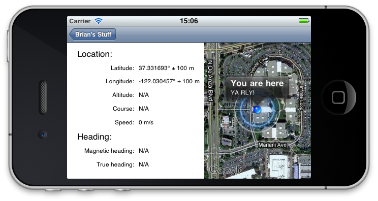 GPS app rotated in the Simulator